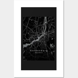 Gothenburg Sweden City Map dark Posters and Art